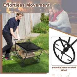 Costway Outdoor Wood Burning Fire Pit Steel Patio Stove W/ Log Storage Rack & Wheels -Coleman Camp Shop GUEST 97e589a0 7175 489f b8e1 b28749b00c4c