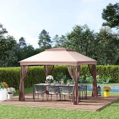 Outsunny 11' X 11' Pop Up Gazebo Outdoor Canopy Shelter With 2-Tier Soft Top, And Removable Zipper Netting, Event Tent With Large Shade, And Storage Bag For Patio, Backyard, Garden 3 Outsunny 11' X 11' Pop Up Gazebo Outdoor Canopy Shelter With 2-Tier Soft Top, And Removable Zipper Netting, Event Tent With Large Shade, And Storage Bag For Patio, Backyard, Garden
