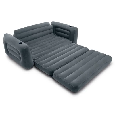 Intex Queen Size Inflatable Pull-Out Sofa Bed Sleep Away Futon Couch, Dark Gray 3 Intex Queen Size Inflatable Pull-Out Sofa Bed Sleep Away Futon Couch, Dark Gray