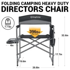 KingCamp Padded Outdoor Director Chair With Side Table, Integrated Cupholder, & Pockets For Camping, Sporting Events, Or Picnics, Black/Grey (2 Pack) -Coleman Camp Shop GUEST 9d0df1b5 a142 448e 80ed 3d30dd516f09