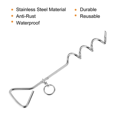 Unique Bargains Tent Stake Spiral Stainless Steel Heavy Load Ground Spike Tie Down Peg 5 Unique Bargains Tent Stake Spiral Stainless Steel Heavy Load Ground Spike Tie Down Peg - Image 3