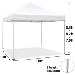 SUGIFT 10 Ft. X 10 Ft. White Instant Canopy Pop Up Tent With Carry Bag