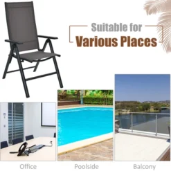 Tangkula 2 Pack Folding Dining Chairs Adjustable Reclining Back Chairs Suitable For Outdoor & Indoor Gray -Coleman Camp Shop GUEST a955391d 9064 4e10 91a6 f62804127433