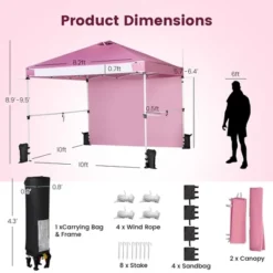 Costway 10'x10'Commercial Pop-up Canopy Tent Sidewall Folding Market Patio White/Pink -Coleman Camp Shop GUEST aae5e1a8 458f 4d5f 9ab4 33a3ef348c23
