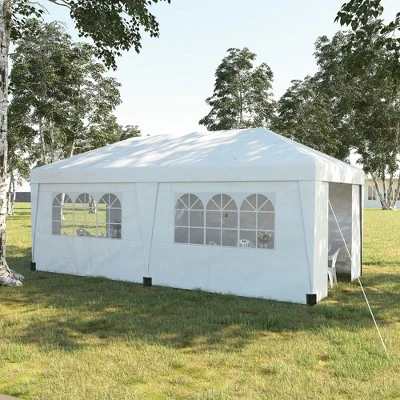 Outsunny 19' X 10' Large Party Tent, Height Adjustable Pop Up Canopy With Weight Bags And Wheeled Carry Bag 3 Outsunny 19' X 10' Large Party Tent, Height Adjustable Pop Up Canopy With Weight Bags And Wheeled Carry Bag