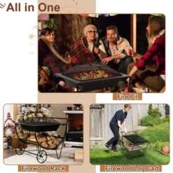 Costway Outdoor Wood Burning Fire Pit Steel Patio Stove W/ Log Storage Rack & Wheels -Coleman Camp Shop GUEST ad65d055 cfb8 4fbb 9c8d 42cb994bf296