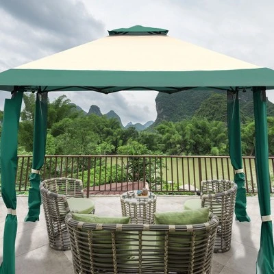 Costway 13'x13' Gazebo Canopy Shelter Awning Tent Patio Garden Green 5 Costway 13'x13' Gazebo Canopy Shelter Awning Tent Patio Garden Green - Image 3
