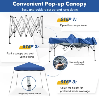 Costway 10x10ft Patio Outdoor Instant Pop-up Canopy Slanted Leg UPF50+ Sun Shelter 6 Costway 10x10ft Patio Outdoor Instant Pop-up Canopy Slanted Leg UPF50+ Sun Shelter - Image 4