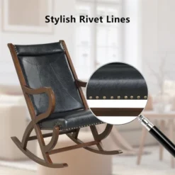 Costway Set Of 2 Rocking Chair With PU Cushion Modern Rocker W/ Rubber Wood Frame BlackRed -Coleman Camp Shop GUEST af18b8c2 7344 4d31 b3ce 62a6c13021fc