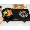 XtremepowerUS Double Burner Stove Brass Tempered Ignition LPG, With Regulator Gas Range, Black