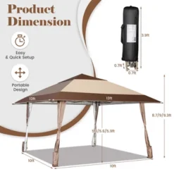Costway 13'x13' Patio Pop-Up Gazebo Canopy Tent Portable Instant Sun Shelter Coffee -Coleman Camp Shop GUEST b2fdd3a3 e9bf 4681 80a4 5891f39e72db