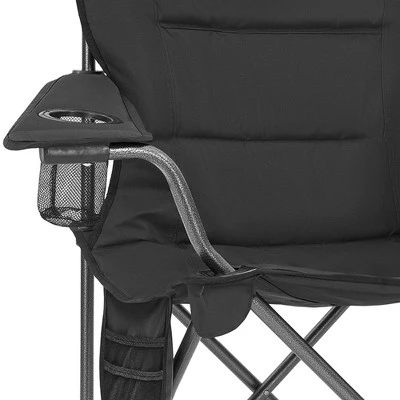 KingCamp Padded Folding Lounge Chairs With Built-In Cupholder, Insulated Cooler Sleeve, And Side Storage Pocket For Indoor & Outdoors, Black (2 Pack) 6 KingCamp Padded Folding Lounge Chairs With Built-In Cupholder, Insulated Cooler Sleeve, And Side Storage Pocket For Indoor & Outdoors, Black (2 Pack) - Image 4