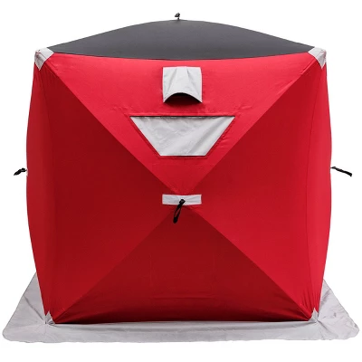 Costway Portable Pop-up 4-person Ice Shelter Fishing Tent Shanty W/ Bag Ice Anchors Red 5 Costway Portable Pop-up 4-person Ice Shelter Fishing Tent Shanty W/ Bag Ice Anchors Red - Image 3