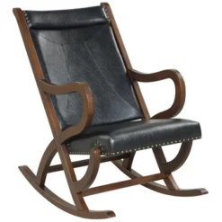 Costway Rocking Chair With PU Cushion Modern Rocker With Rubber Wood Frame Black/Red 18 Costway Rocking Chair With PU Cushion Modern Rocker With Rubber Wood Frame Black/Red -Coleman Camp Shop GUEST b6a46b03 859e 45e9 a743 eac14360b796