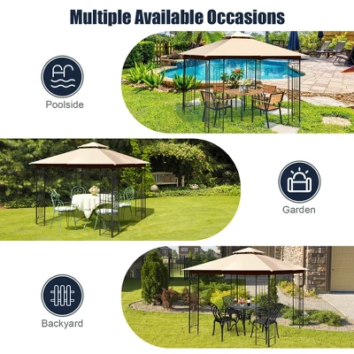 Costway 10' X 10' Patio Canopy Gazebo Outdoor 2-Tier Steel Tent Heavy-Duty L-Shaped 8 Costway 10' X 10' Patio Canopy Gazebo Outdoor 2-Tier Steel Tent Heavy-Duty L-Shaped - Image 6