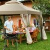 Costway Outdoor 2-Tier 10'x10' Gazebo Canopy Shelter Awning Tent Patio Garden Screw-free Structure Brown -Coleman Camp Shop GUEST ba12b09d 7a79 4210 9c78 e75945952c19
