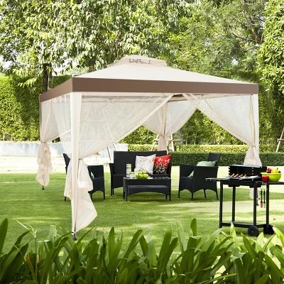 10’x 10’ 2-tier Canopy Gazebo Tent Outdoor Netting Picnic Party Sun Shade 4 10’x 10’ 2-tier Canopy Gazebo Tent Outdoor Netting Picnic Party Sun Shade - Image 2