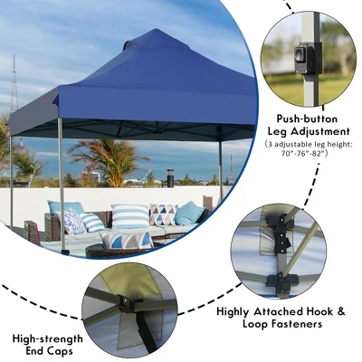 Costway 10' X 10' Portable Pop Up Canopy Event Party Tent Adjustable W/Roller Bag White/Blue/Grey 8 Costway 10' X 10' Portable Pop Up Canopy Event Party Tent Adjustable W/Roller Bag White/Blue/Grey - Image 6