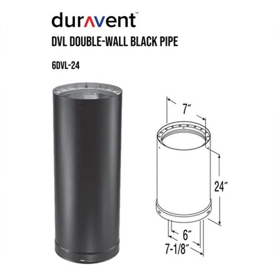DuraVent DVL 6DVL-24 6 Inch Galvanized Steel Stainless Steel Double Wall Wood Burning Stove Pipe Connector To Vent Smoke Or Exhaust, Black 5 DuraVent DVL 6DVL-24 6 Inch Galvanized Steel Stainless Steel Double Wall Wood Burning Stove Pipe Connector To Vent Smoke Or Exhaust, Black - Image 3