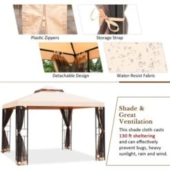 Tangkula 10'x10'Outdoor Canopy Gazebo Art Steel Frame 2-Tiers Party Patio Large Canopy Gazebo W/Netting&Side Walls 15 Tangkula 10'x10'Outdoor Canopy Gazebo Art Steel Frame 2-Tiers Party Patio Large Canopy Gazebo W/Netting&Side Walls -Coleman Camp Shop GUEST c11176f7 bd87 4d50 af1f 0d1cb7e549e3