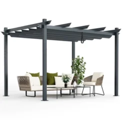 Costway 10x12ft Outdoor Aluminum Retractable Pergola Canopy Shelter Grape Trellis Beige/Gray 23 Costway 10x12ft Outdoor Aluminum Retractable Pergola Canopy Shelter Grape Trellis Beige/Gray -Coleman Camp Shop GUEST c11482d8 f11d 4b25 a380 100e7b743871