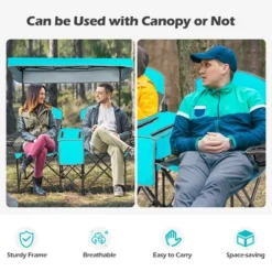 Costway Portable Folding Camping Canopy Chairs W/ Cup Holder Cooler Outdoor Turquoise -Coleman Camp Shop GUEST c1b41cfa ec69 43d8 bfc8 ad130b4e8bd8
