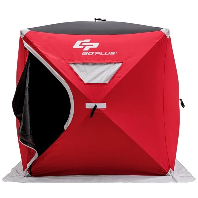 Costway Portable Pop-up 4-person Ice Shelter Fishing Tent Shanty W/ Bag Ice Anchors Red 6 Costway Portable Pop-up 4-person Ice Shelter Fishing Tent Shanty W/ Bag Ice Anchors Red - Image 4