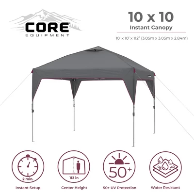 CORE Heavy-duty Instant Shelter Pop-Up Canopy Tent With Wheeled Carry Bag For Camping, Tailgating, And Backyard Events, Gray (6 Pack) 6 CORE Heavy-duty Instant Shelter Pop-Up Canopy Tent With Wheeled Carry Bag For Camping, Tailgating, And Backyard Events, Gray (6 Pack) - Image 4