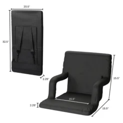 Hastings Home Stadium Chair For Bleachers- Back Support, Arm Rests, Portable Carry Straps And 6 Reclining Positions