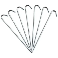 Moose Supply Steel Tent Hook Stakes Heavy Duty Ground Anchor Peg For Tents, Inflatables, Tarps And More, Silver 10 Pack