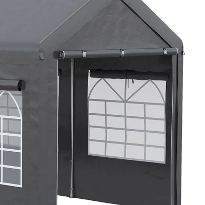 Outsunny 10' X 20' Carport & Party Tent, Height Adjustable Portable Garage With Mesh Windows For Parties, Wedding And Events 6 Outsunny 10' X 20' Carport & Party Tent, Height Adjustable Portable Garage With Mesh Windows For Parties, Wedding And Events - Image 4