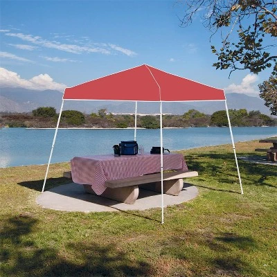 Z-Shade 10 X 10 Foot Push Button Angled Leg Instant Shade Outdoor Canopy Tent Portable Shelter With Steel Frame And Storage Bag, Red 3 Z-Shade 10 X 10 Foot Push Button Angled Leg Instant Shade Outdoor Canopy Tent Portable Shelter With Steel Frame And Storage Bag, Red