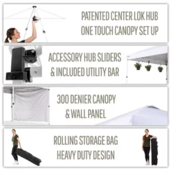 OneTouch 1010COM 10 Foot X 10 Foot Instant Event Canopy Tent With Durable Rail Bars, Center Lock Technology, And A Shaded Sidewall Panel, White 7 OneTouch 1010COM 10 Foot X 10 Foot Instant Event Canopy Tent With Durable Rail Bars, Center Lock Technology, And A Shaded Sidewall Panel, White -Coleman Camp Shop GUEST da6da59e 1a25 45b8 9d9f 44b36e8135c0