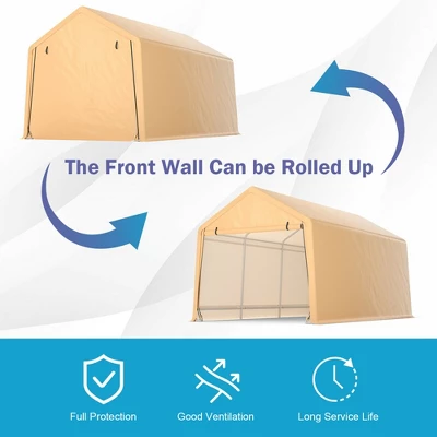 Costway 9x17 Ft Heavy Duty Carport Canopy PE Car Tent Steel Outdoor Garage Shelter 8 Costway 9x17 Ft Heavy Duty Carport Canopy PE Car Tent Steel Outdoor Garage Shelter - Image 6