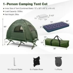 Costway 1-Person Compact Portable Pop-Up Tent/Camping Cot W/ Air Mattress & Sleeping Bag -Coleman Camp Shop GUEST e9d3d7bf 0fa4 423e 8871 dc57573aeef1
