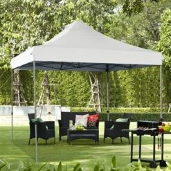 Tangkula 10' X 10' Pop Up Canopy Tent Easy Set-up Outdoor Tent Commercial Instant Shelter W/ 3 Adjustable Heights Blue/Grey/White -Coleman Camp Shop GUEST ea2abfa4 0c35 4994 8299 5d21427f4b5e