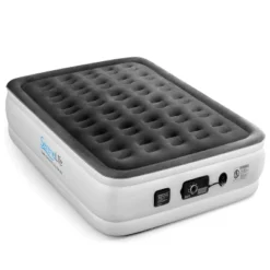 SereneLife Full Size Inflatable Premium Airbed Flocked PVC Mattress For Travel & Camping W/ Internal AC Pump, Storage Bag, & 2 Repair Patches (2 Pack)