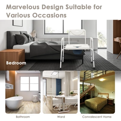 Costway 3-in-1 Bedside Commode Portable Toilet W/ Adjustable Height & Drop-arm 9 Costway 3-in-1 Bedside Commode Portable Toilet W/ Adjustable Height & Drop-arm - Image 7