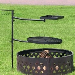 Sunnydaze Decor Sunnydaze Outdoor Camping Or Backyard Steel Adjustable Cooking Grilling Fire Pit BBQ Stake With 2 Swivel Swing Grates -Coleman Camp Shop GUEST f0c0749c 9cc5 460f 91f7 d01012d2f322