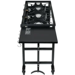 Barton 87,000 BTU 3-Burner Outdoor Propane Grill Camp Stove Side Table W/ Wheel (4) Hook Utensil Holder, Black -Coleman Camp Shop GUEST f18a25bf fef3 42ee 9b28 e98bbaa60b5d