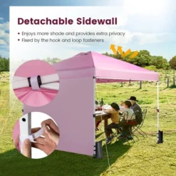 Costway 10'x10'Commercial Pop-up Canopy Tent Sidewall Folding Market Patio White/Pink -Coleman Camp Shop GUEST fa34a45e 4712 4da2 8ff8 f7fc519c3631