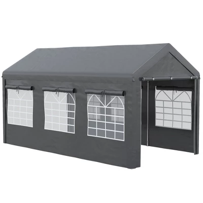 Outsunny 10' X 20' Carport & Party Tent, Height Adjustable Portable Garage With Mesh Windows For Parties, Wedding And Events 8 Outsunny 10' X 20' Carport & Party Tent, Height Adjustable Portable Garage With Mesh Windows For Parties, Wedding And Events - Image 6