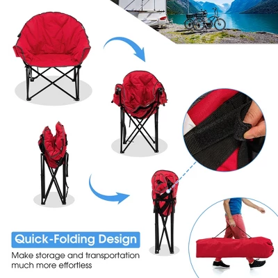 2 PCS Oversized Folding Padded Camping Moon Saucer Chair Bag Outdoor Fishing RedNavy BrownGrey 6 2 PCS Oversized Folding Padded Camping Moon Saucer Chair Bag Outdoor Fishing RedNavy BrownGrey - Image 4
